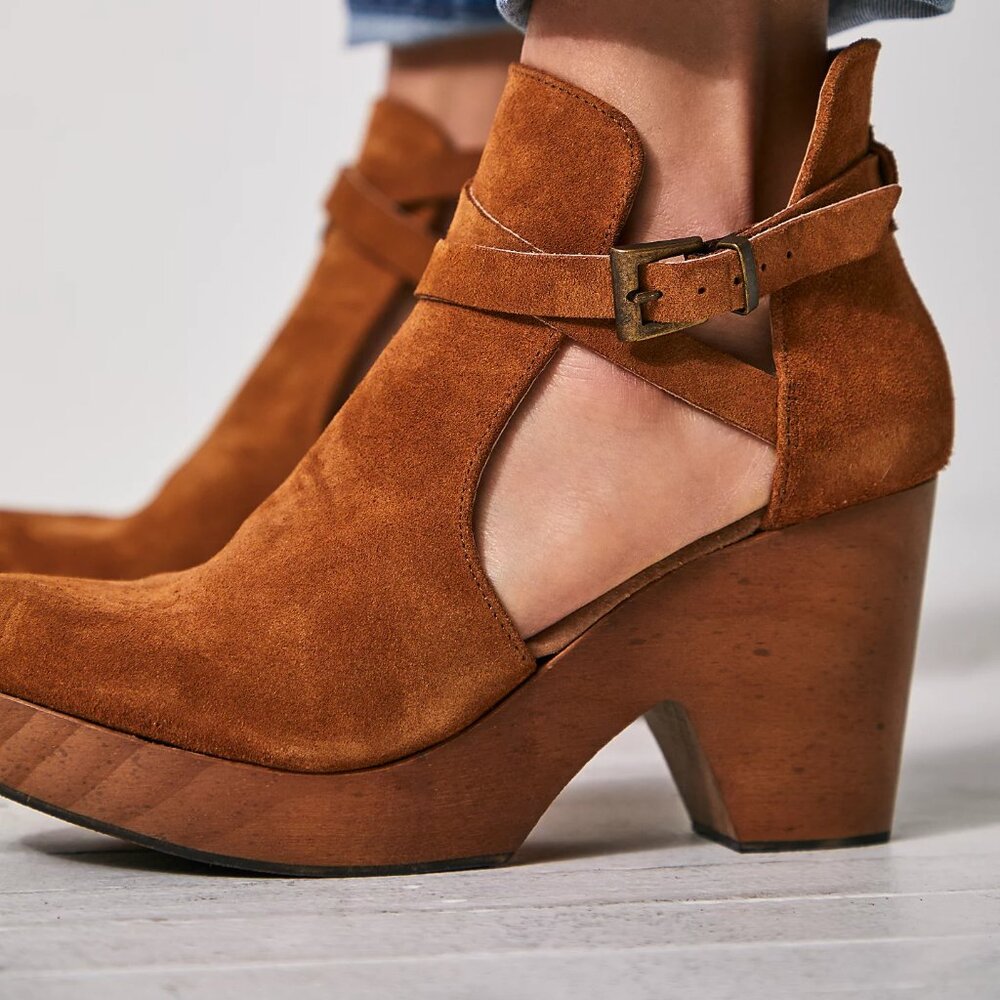 Free People Brown Suede Mules